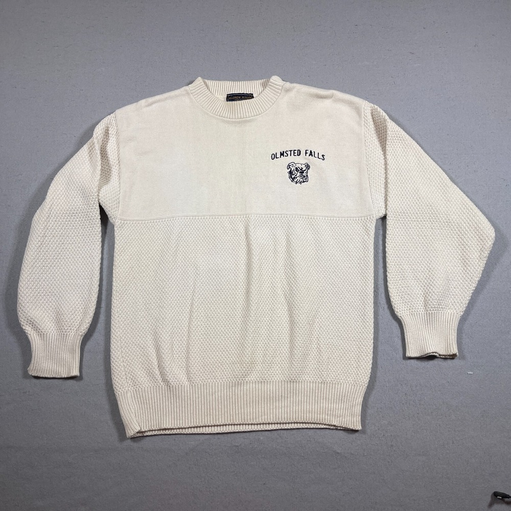 Vintage Heavy Knit Olmstead‎ Falls Crewneck Sweater Medium Made In USA Beige